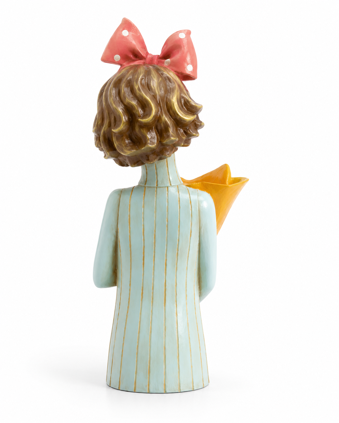 El Boyaması Polyester Dekoratif Kız Vazo – 36x18 cm