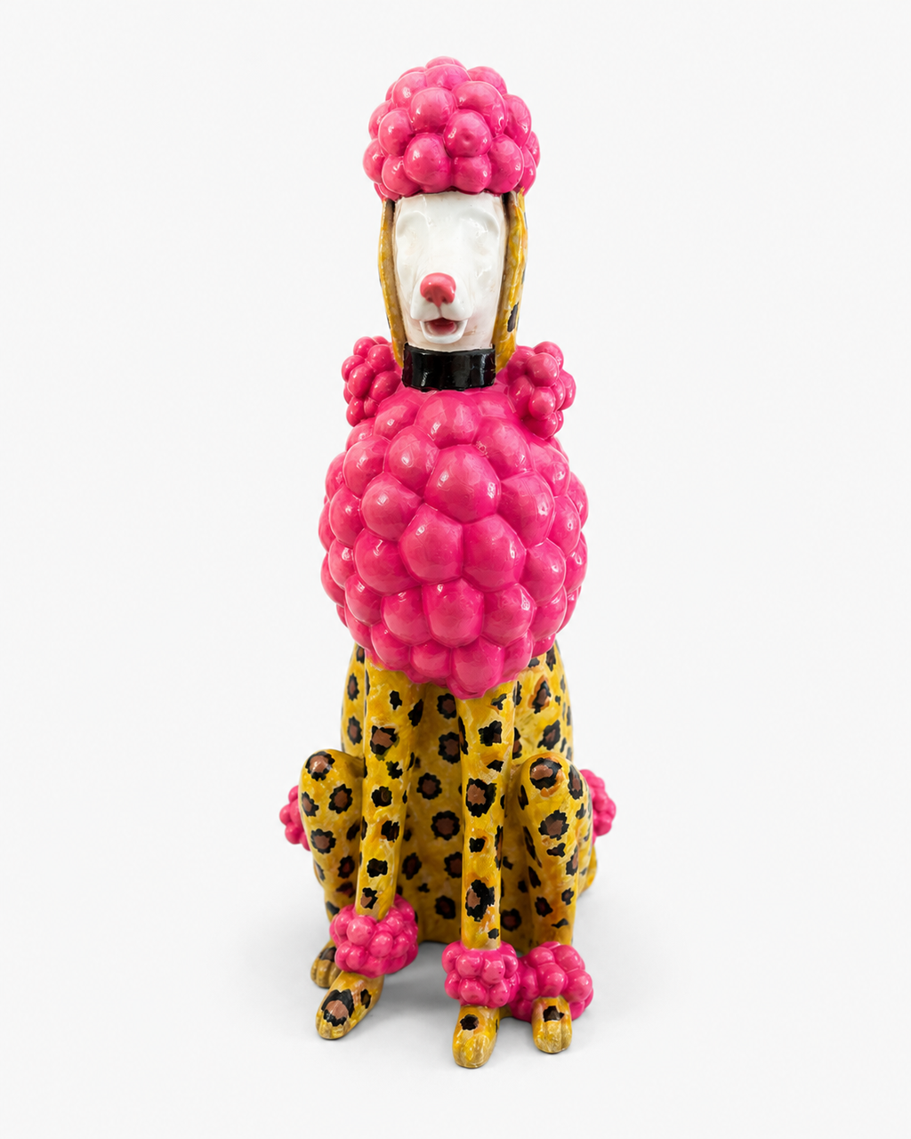 Leopar Desenli Pembe Fino Köpek Dekoratif Polyester Obje