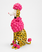 Leopar Desenli Pembe Fino Köpek Dekoratif Polyester Obje