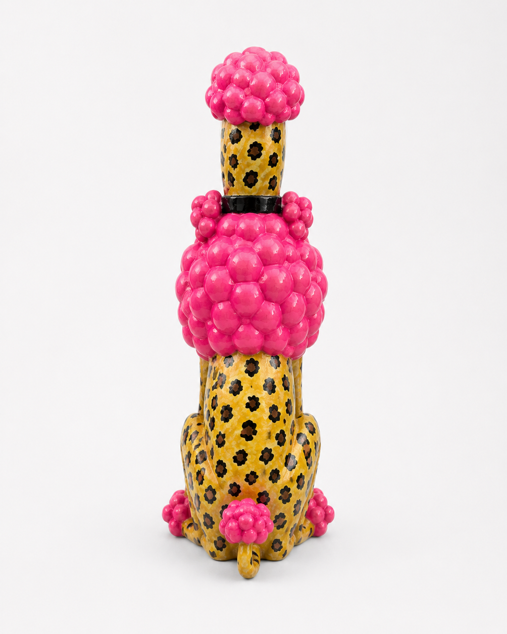 Leopar Desenli Pembe Fino Köpek Dekoratif Polyester Obje
