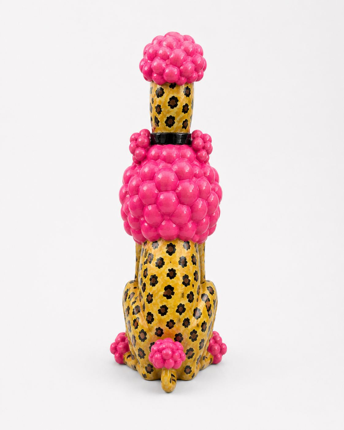 Leopar Desenli Pembe Fino Köpek Dekoratif Polyester Obje
