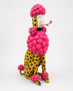 Leopar Desenli Pembe Fino Köpek Dekoratif Polyester Obje
