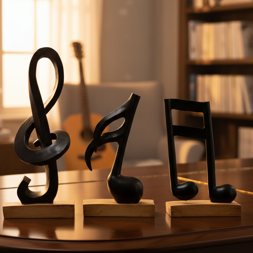 Müzik Notaları Dekoratif Polyester Figür Seti (3 Parça) – Sol Anahtarı ve Notalar
