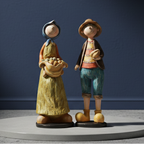 45 cm Hasat Temalı Köylü Kadın ve Erkek Bahçe Figürleri – İkili Polyester Set
