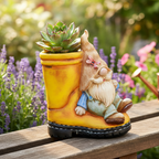 Neşeli Bahçe Cücesi (Gnome) Figürlü Dekoratif Çizme Saksı
