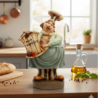 Bon Appétit Yazılı Şef Figürü – Dekoratif Polyester Aşçı Heykeli