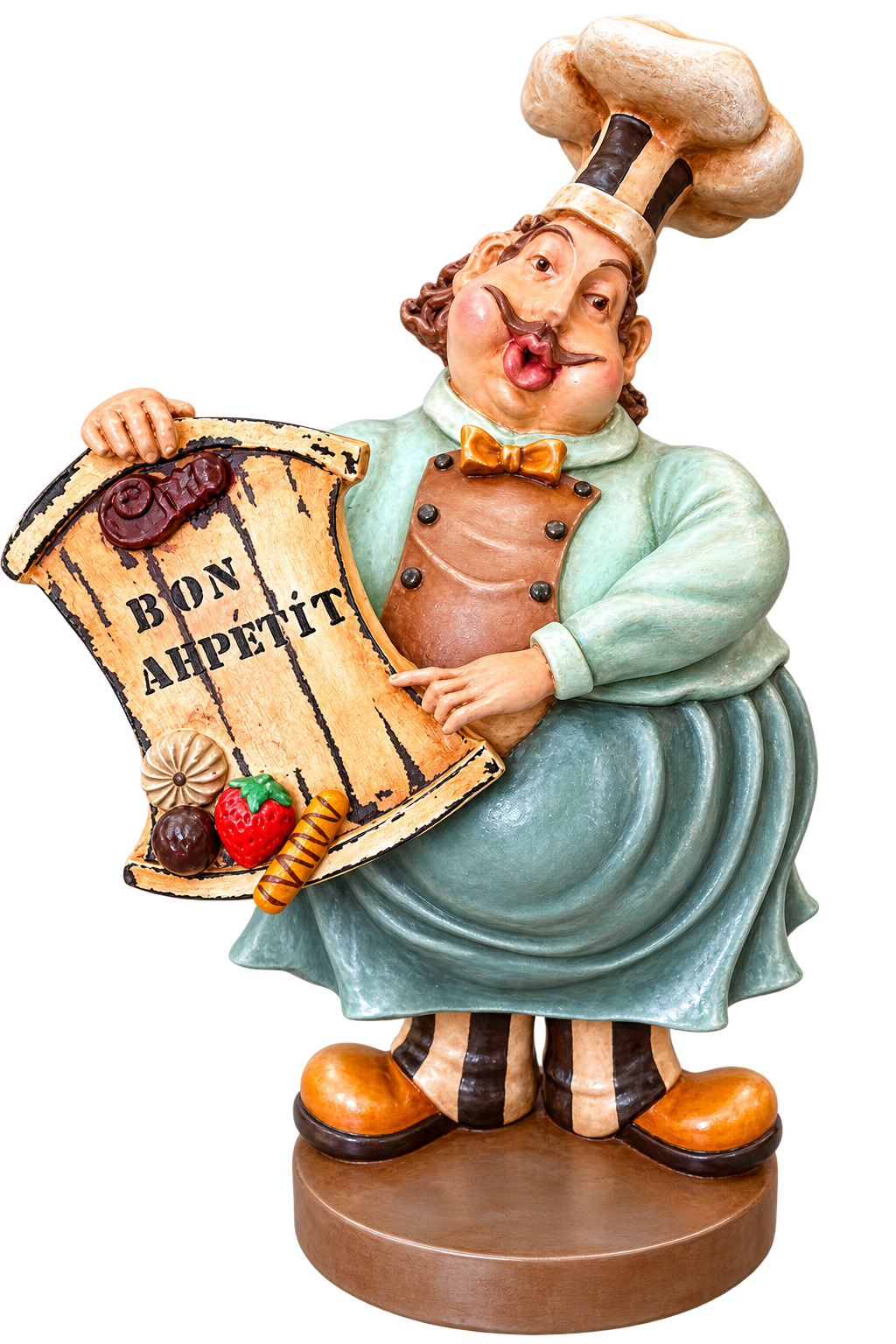 Bon Appetit El Boyaması Dekoratif Aşçı Figürü – 44×27 cm