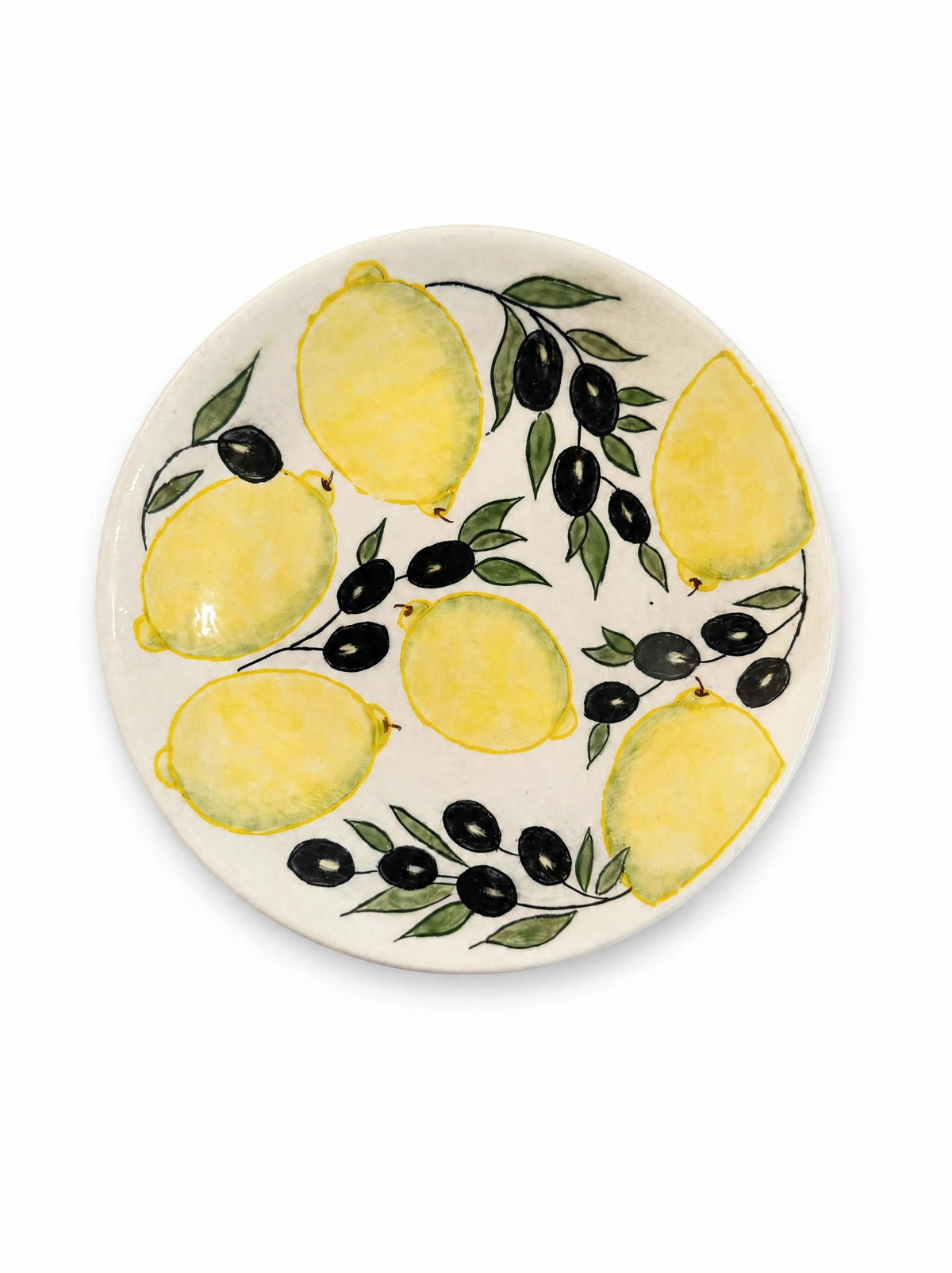Seramik Tabak - Limon Zeytin Deseni 18 cm