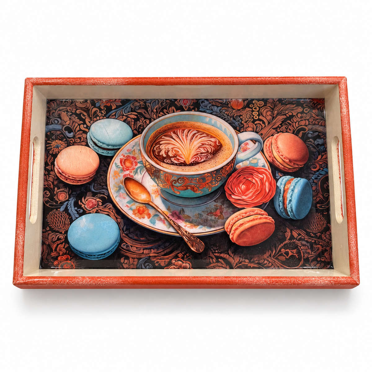 Mercan Kenarlı Epoksi Kaplamalı Sunum / Servis Tepsisi 30x40 cm
