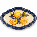Ahşap Sıvı Cam Kaplama Tepsi - Limon Lacivert 25x21x35 cm