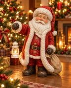 Işıklı fenerli Noel Baba figürü yılbaşı dekorunda – Tutya Art