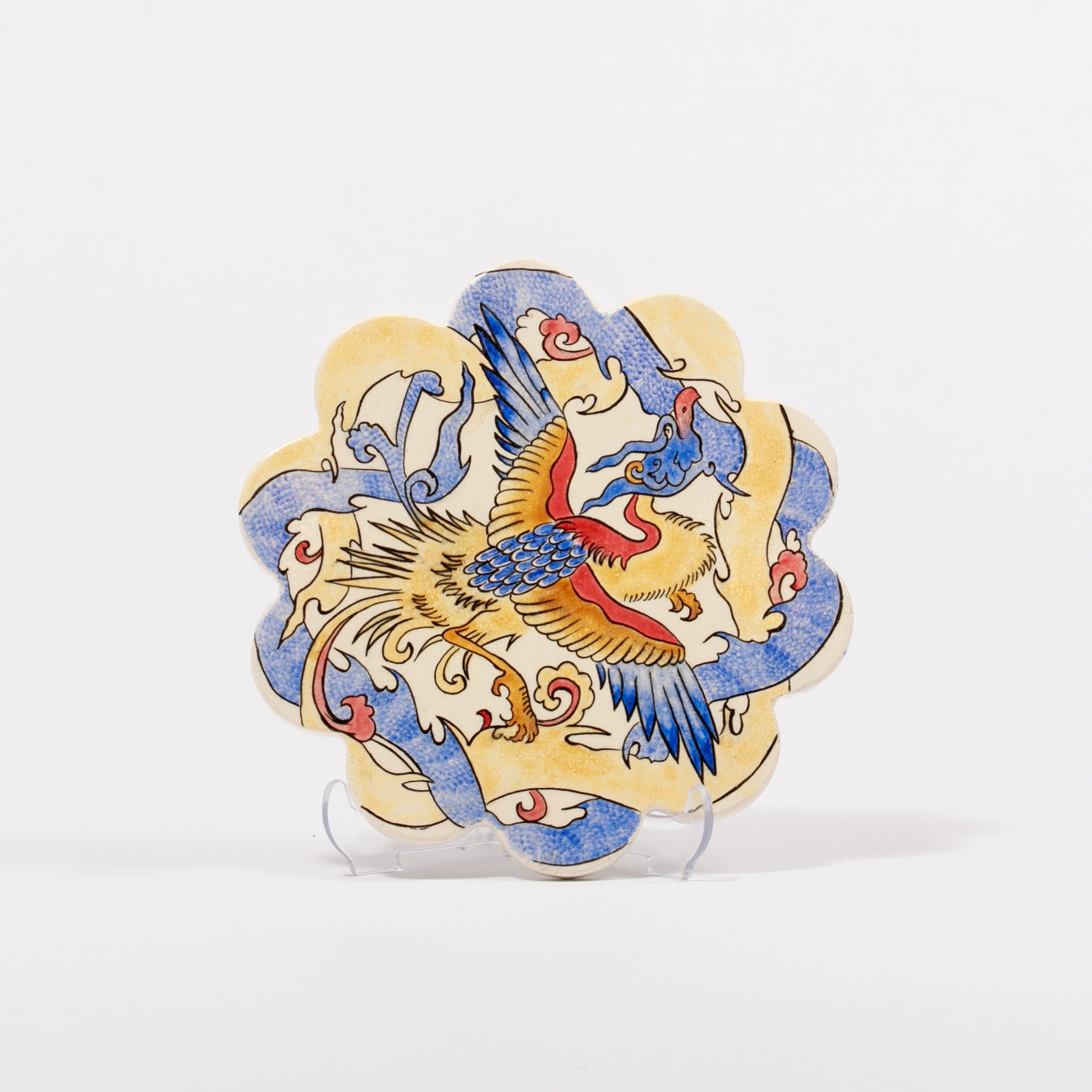 Zümrüd-ü Anka Motifli El Yapımı Çini Dekoratif Tabak