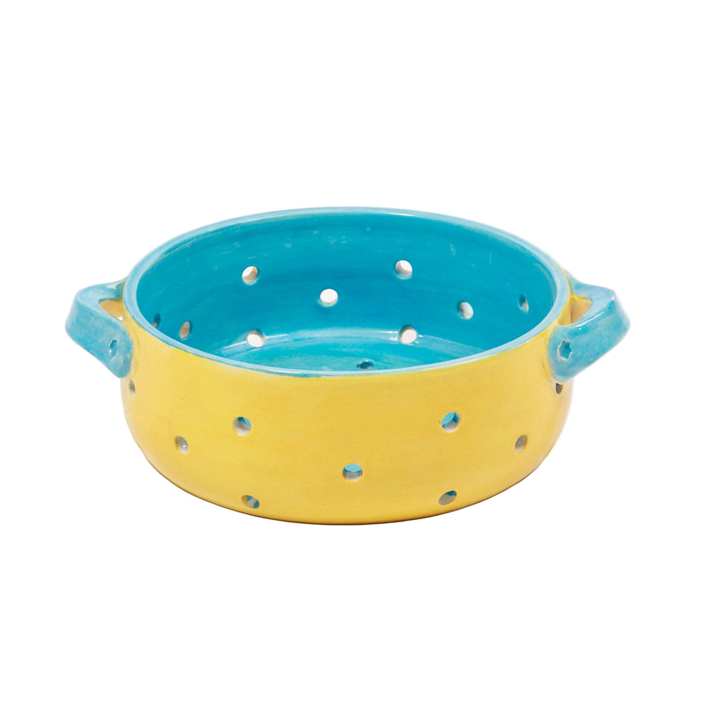 El Yapımı Seramik Meyve/Sebze Süzgeç Kase – Rustik Mutfak Dekoru