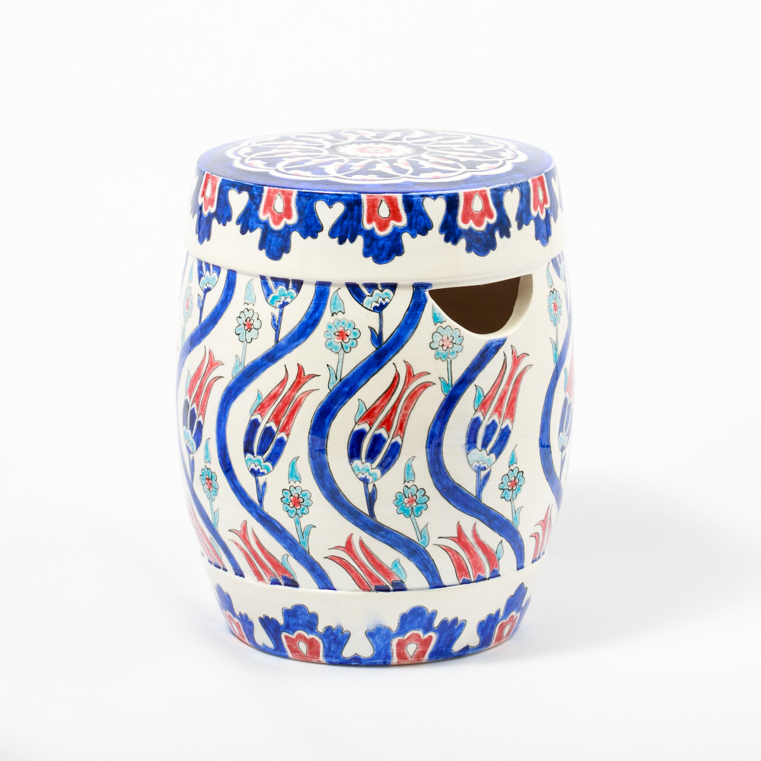 Modern Çini Desenli Dekoratif Silindir Vazo