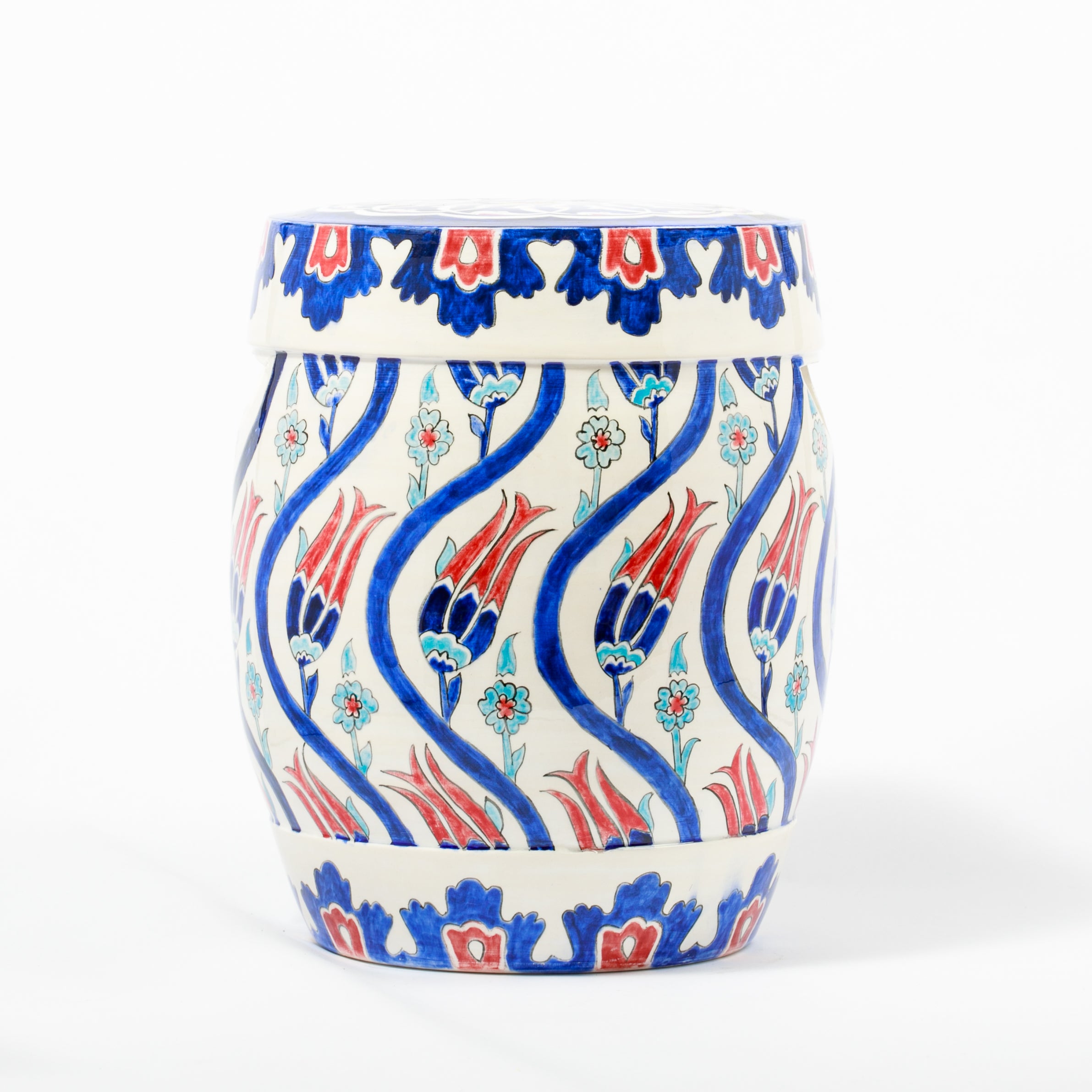 Modern Çini Desenli Dekoratif Silindir Vazo