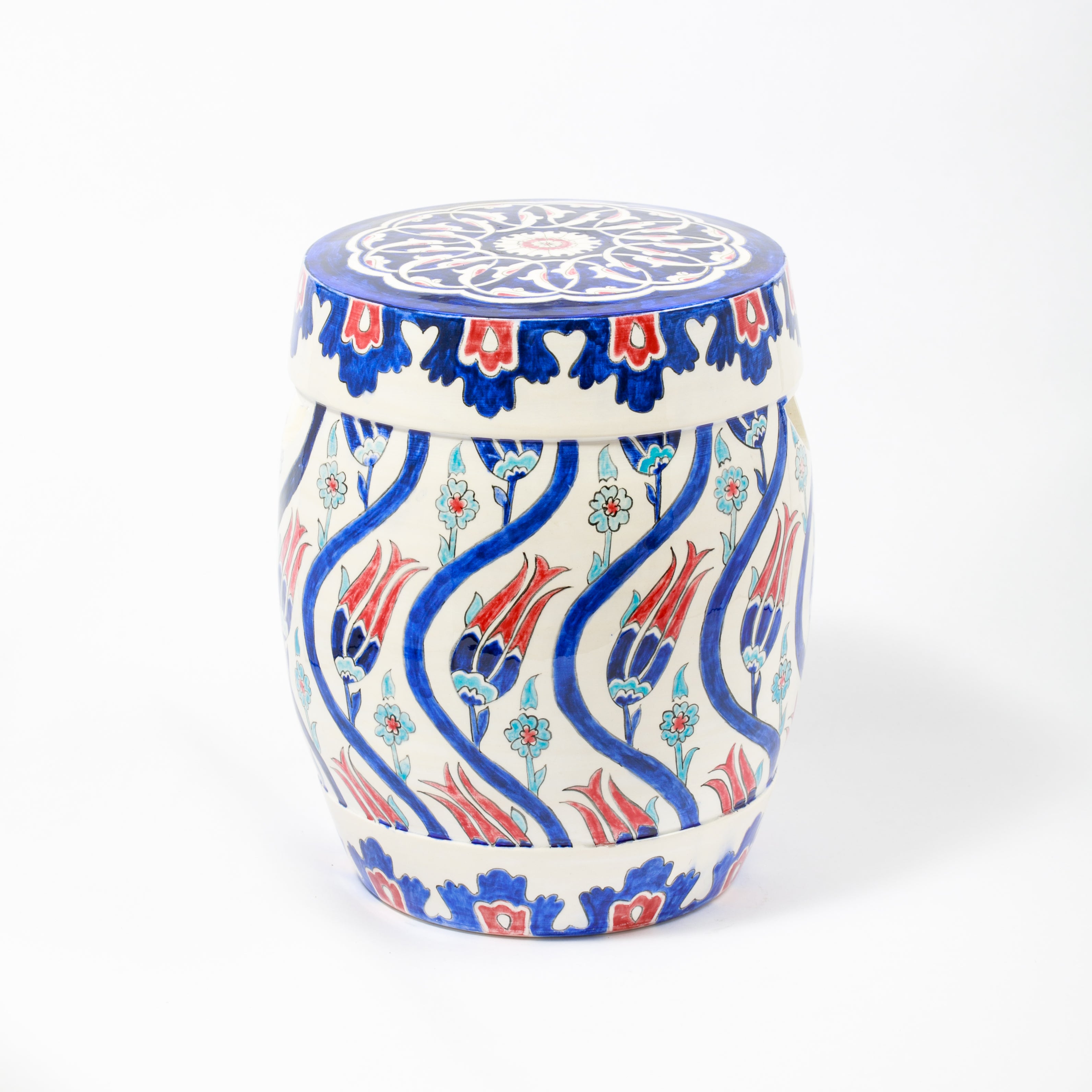 Modern Çini Desenli Dekoratif Silindir Vazo