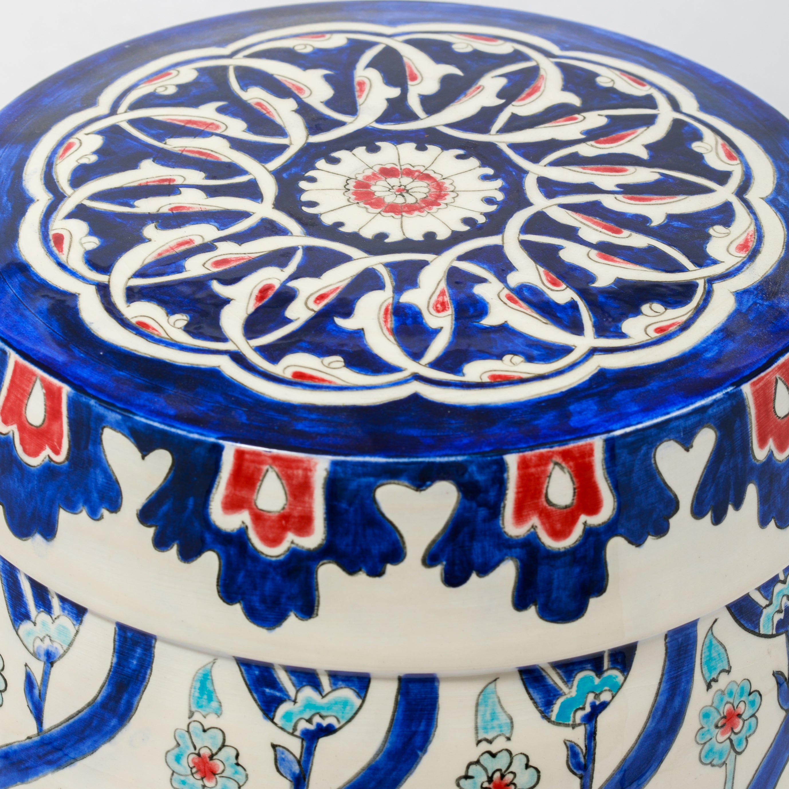 Modern Çini Desenli Dekoratif Silindir Vazo