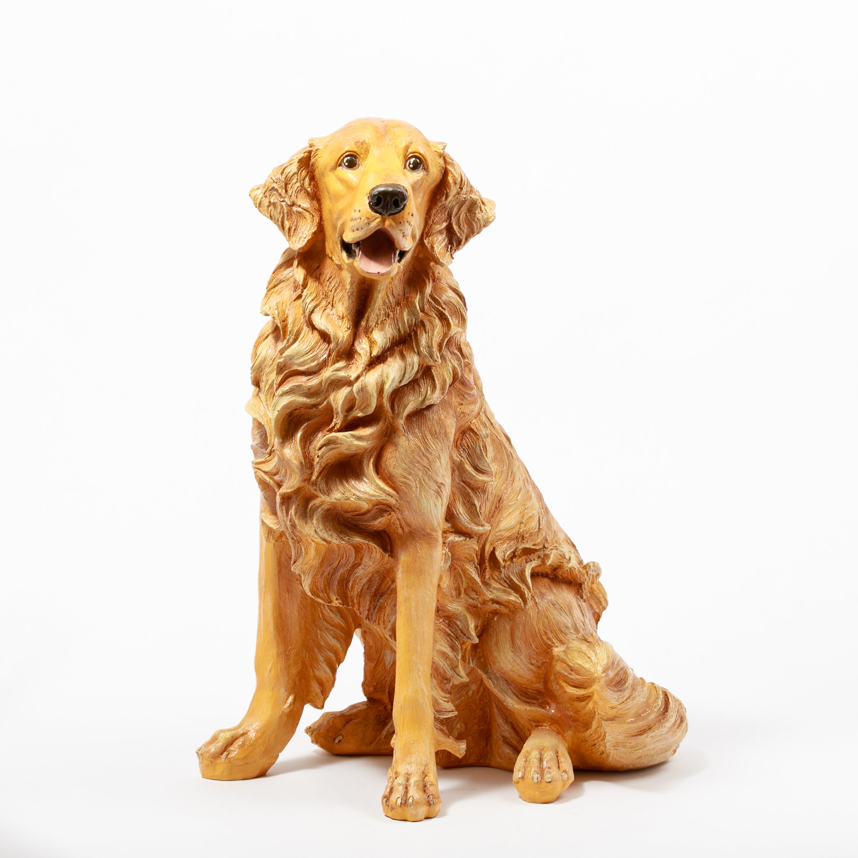 Gerçekçi Golden Retriever Polyester Köpek Heykeli – Dekoratif Figür