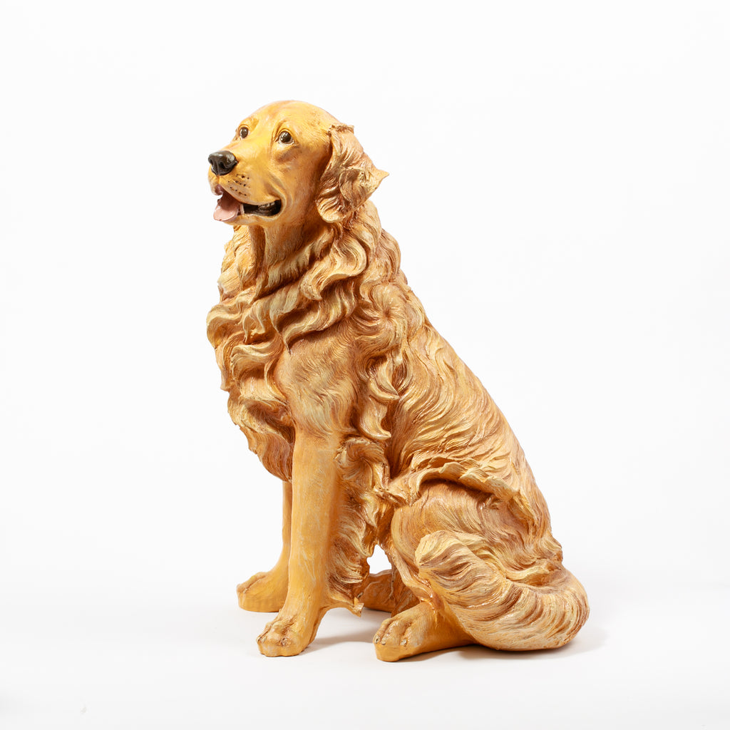 Gerçekçi Golden Retriever Polyester Köpek Heykeli – Dekoratif Figür
