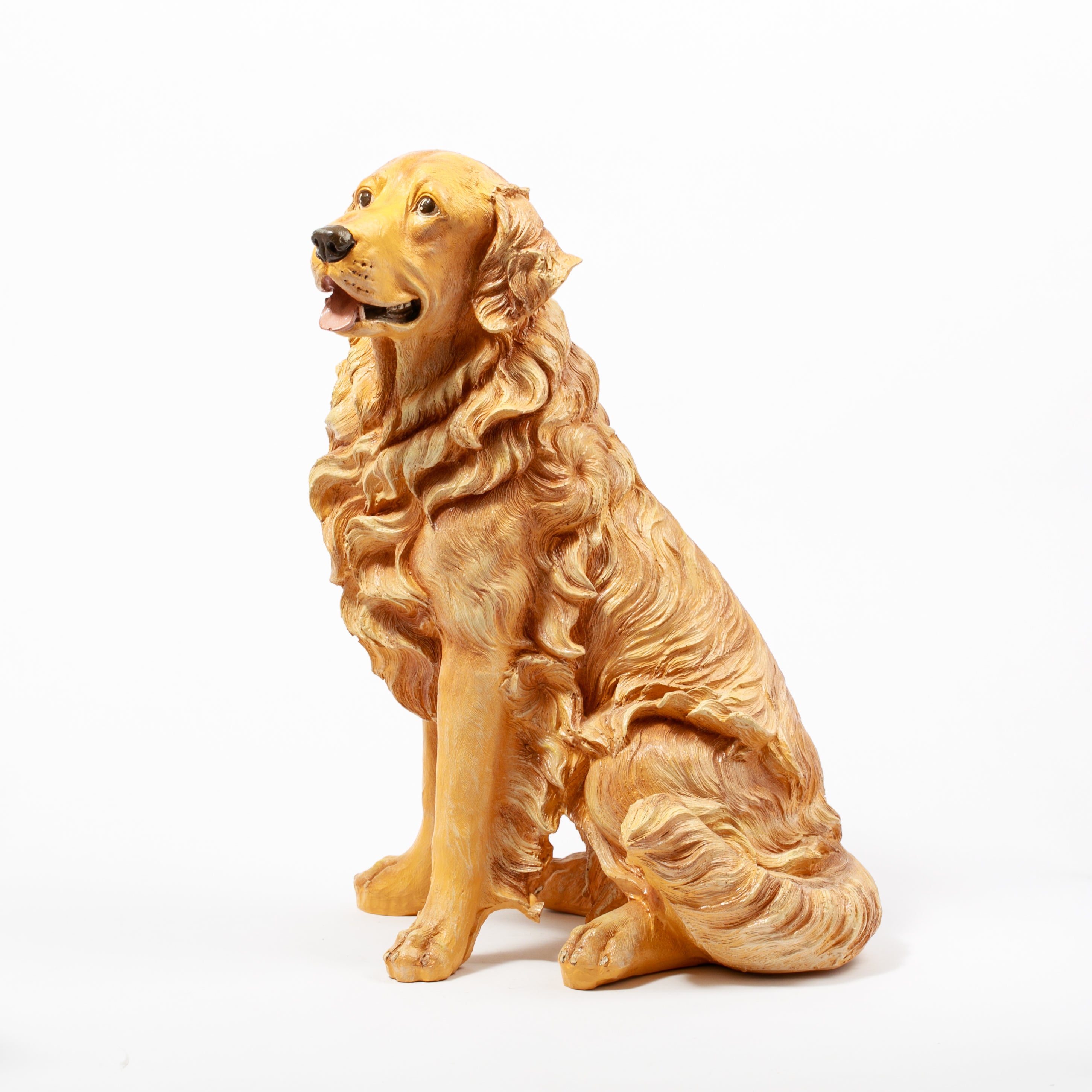 Gerçekçi Golden Retriever Polyester Köpek Heykeli – Dekoratif Figür