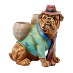 Şapkalı Köpek Figürlü Çift Sırt Saksısı – Dekoratif Polyester Bulldog/Pug