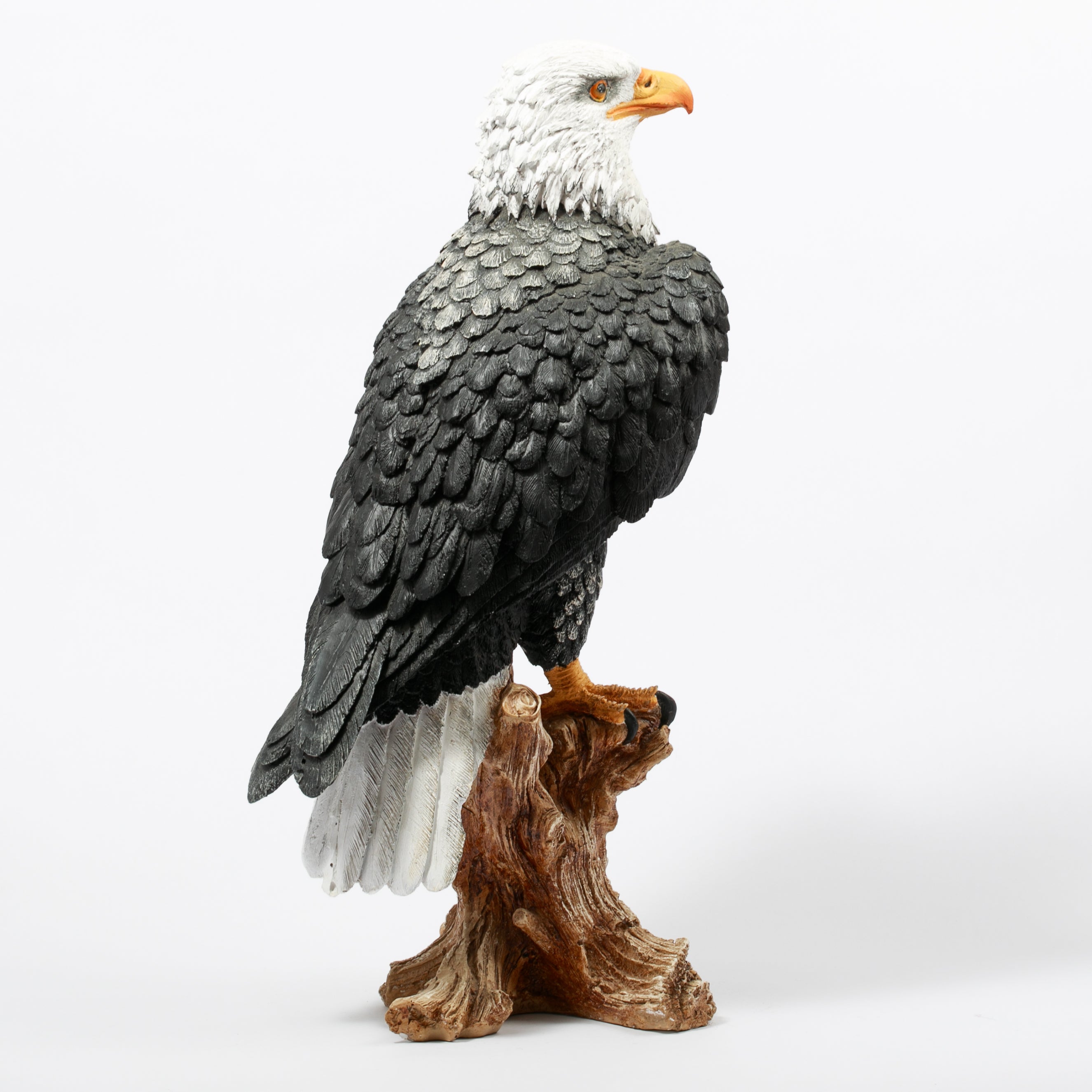 Kütük Üstünde Kartal Heykeli El Yapımı Dekoratif Büyük Biblo