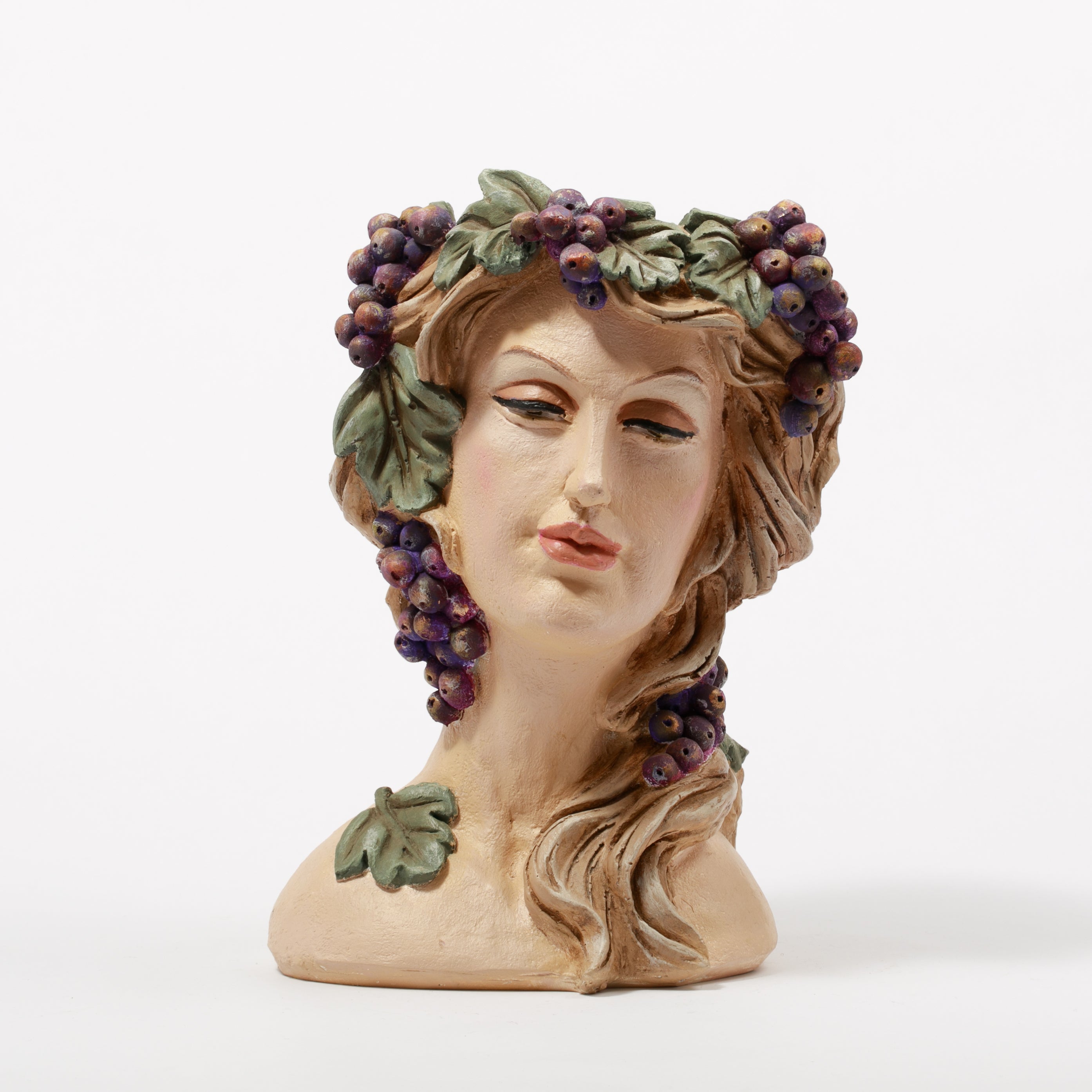Üzüm Salkımlı Kadın Büstü El Yapımı Dekoratif Heykel