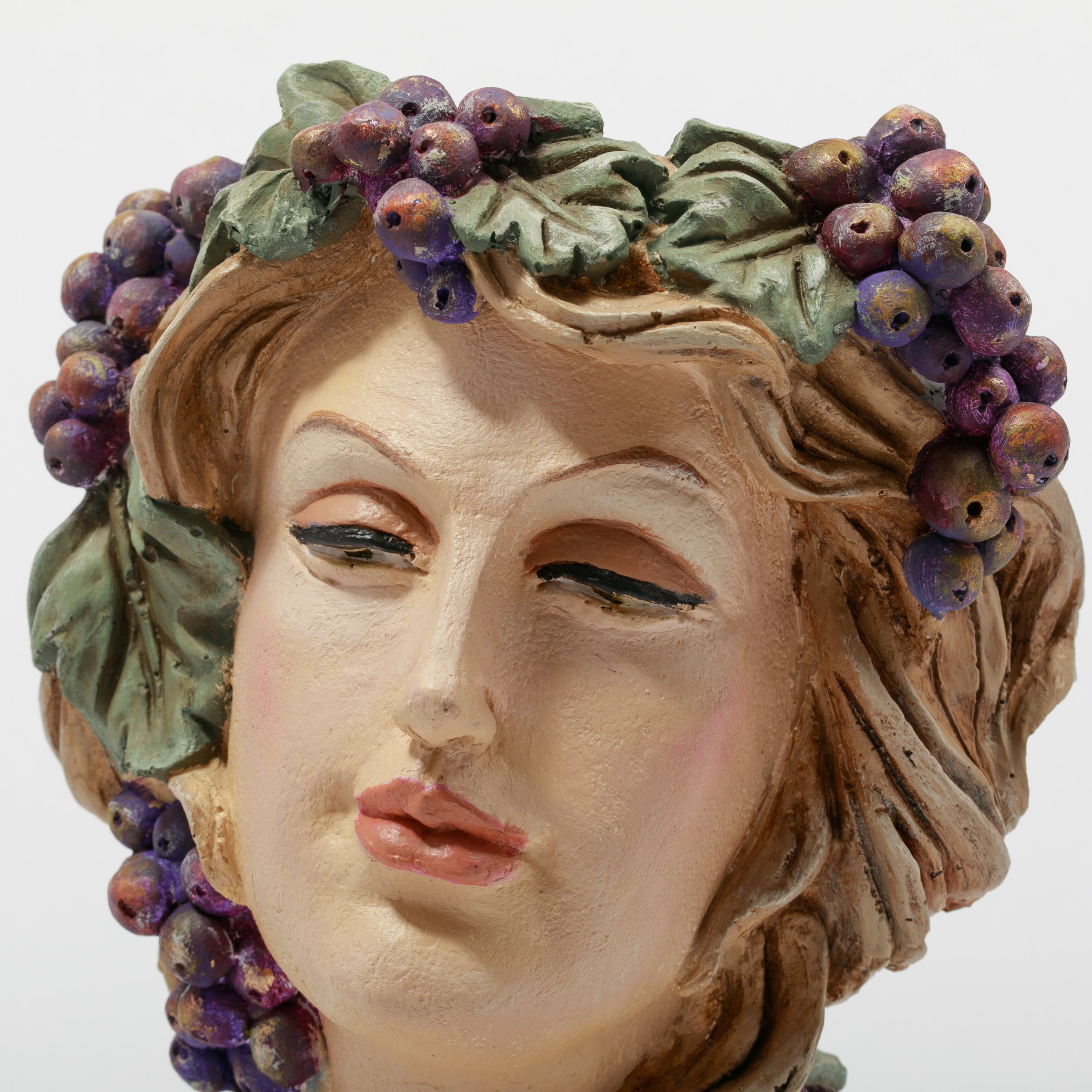 Üzüm Salkımlı Kadın Büstü El Yapımı Dekoratif Heykel