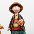 45 cm Hasat Temalı Köylü Kadın ve Erkek Bahçe Figürleri – İkili Polyester Set