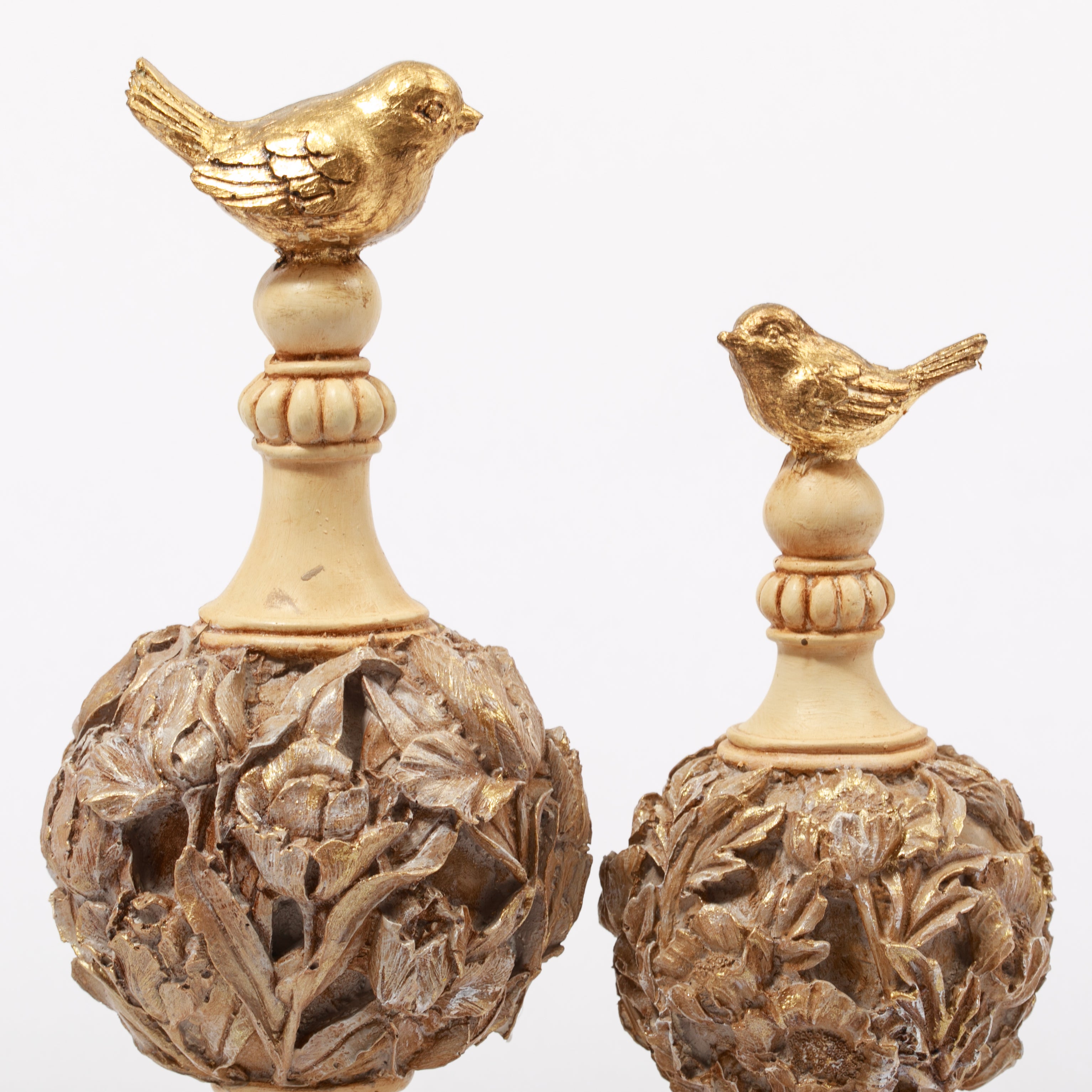 El Yapımı Barok Stil Kuşlu ve Çiçek Kabartmalı Dekoratif Set