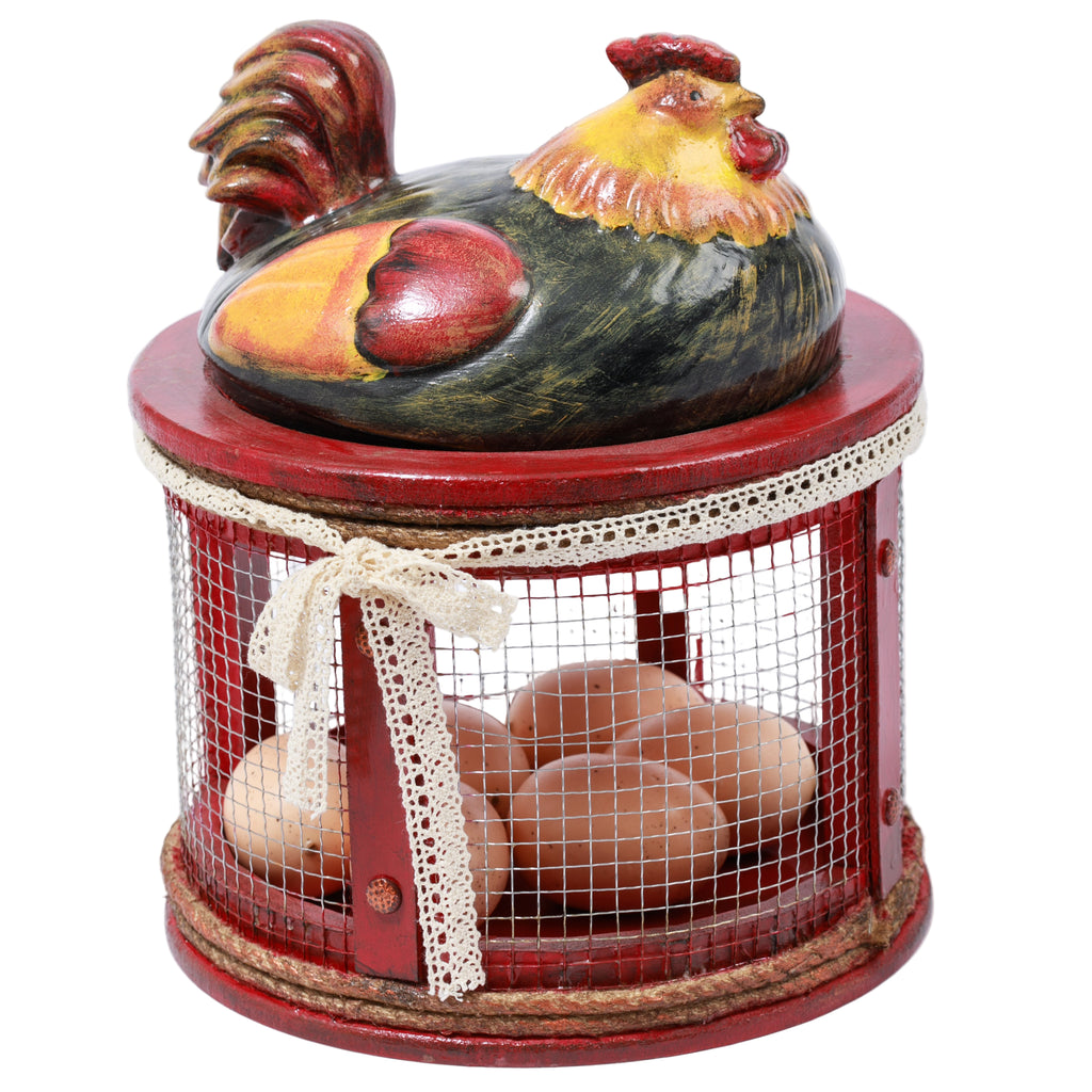Horoz Figürlü Dekoratif Yumurta Sepeti – Rustik Mutfak Yumurtalık