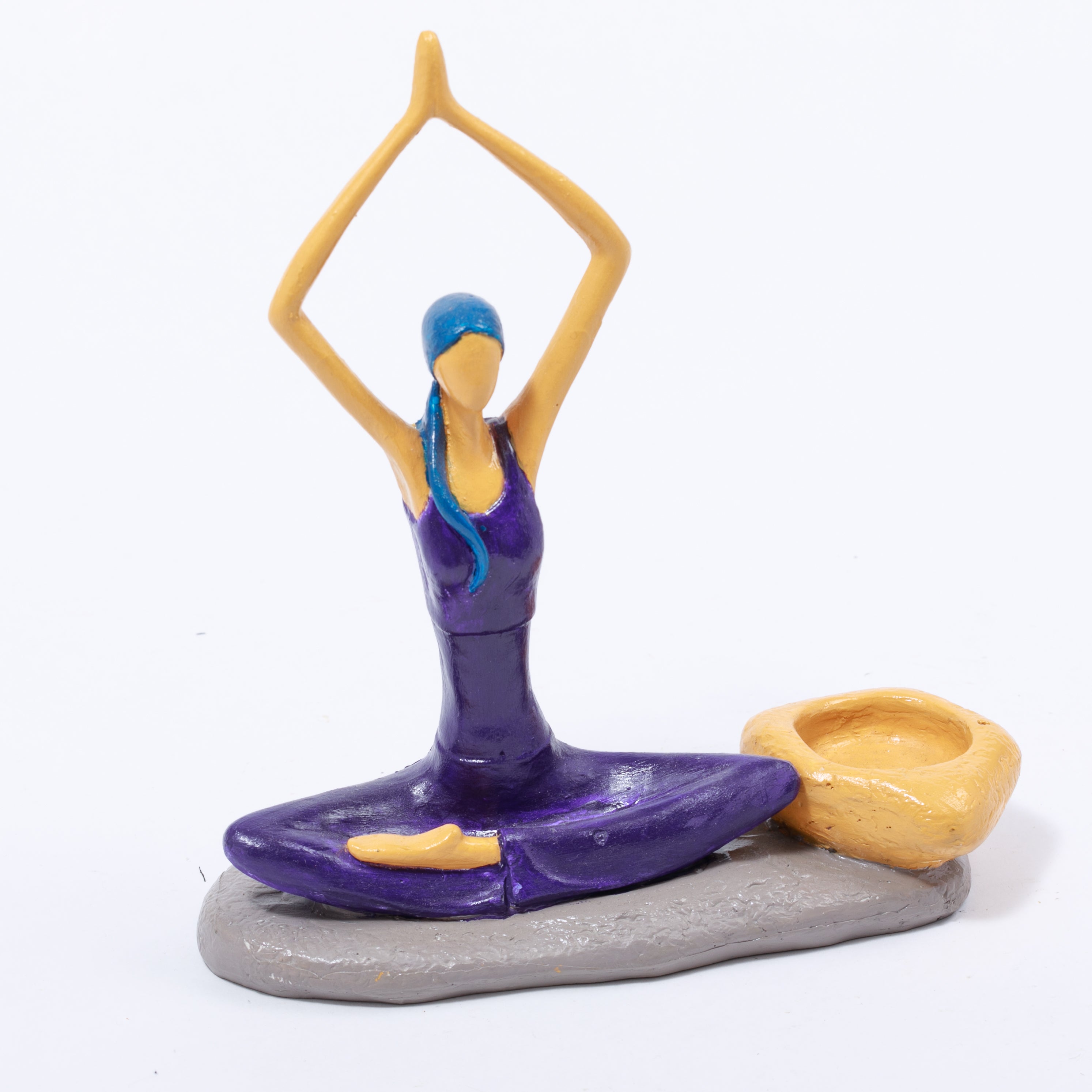 El Yapımı Sanatsal Yoga Kadın Heykeli Obje Tutucu