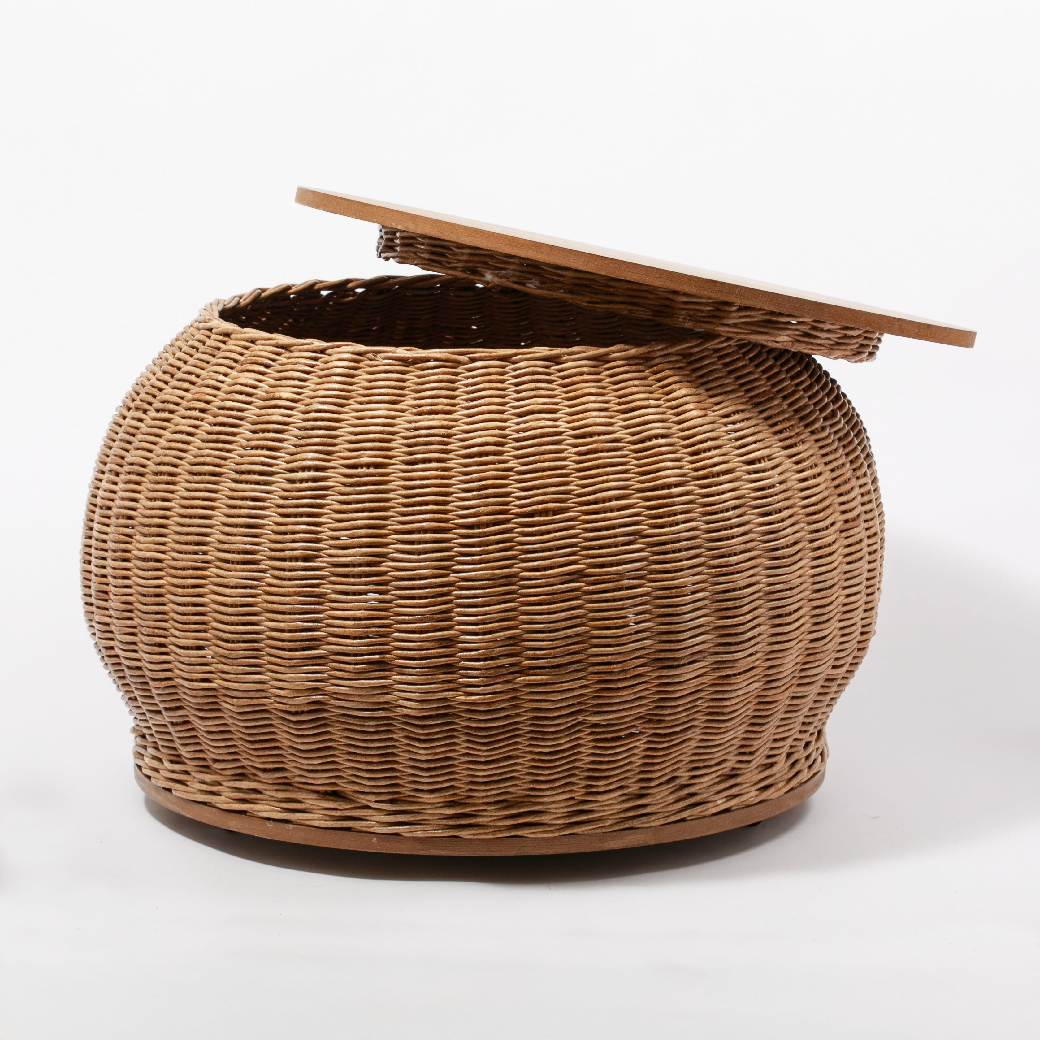 El Yapımı Kapaklı Hasır Sepet Sehpa