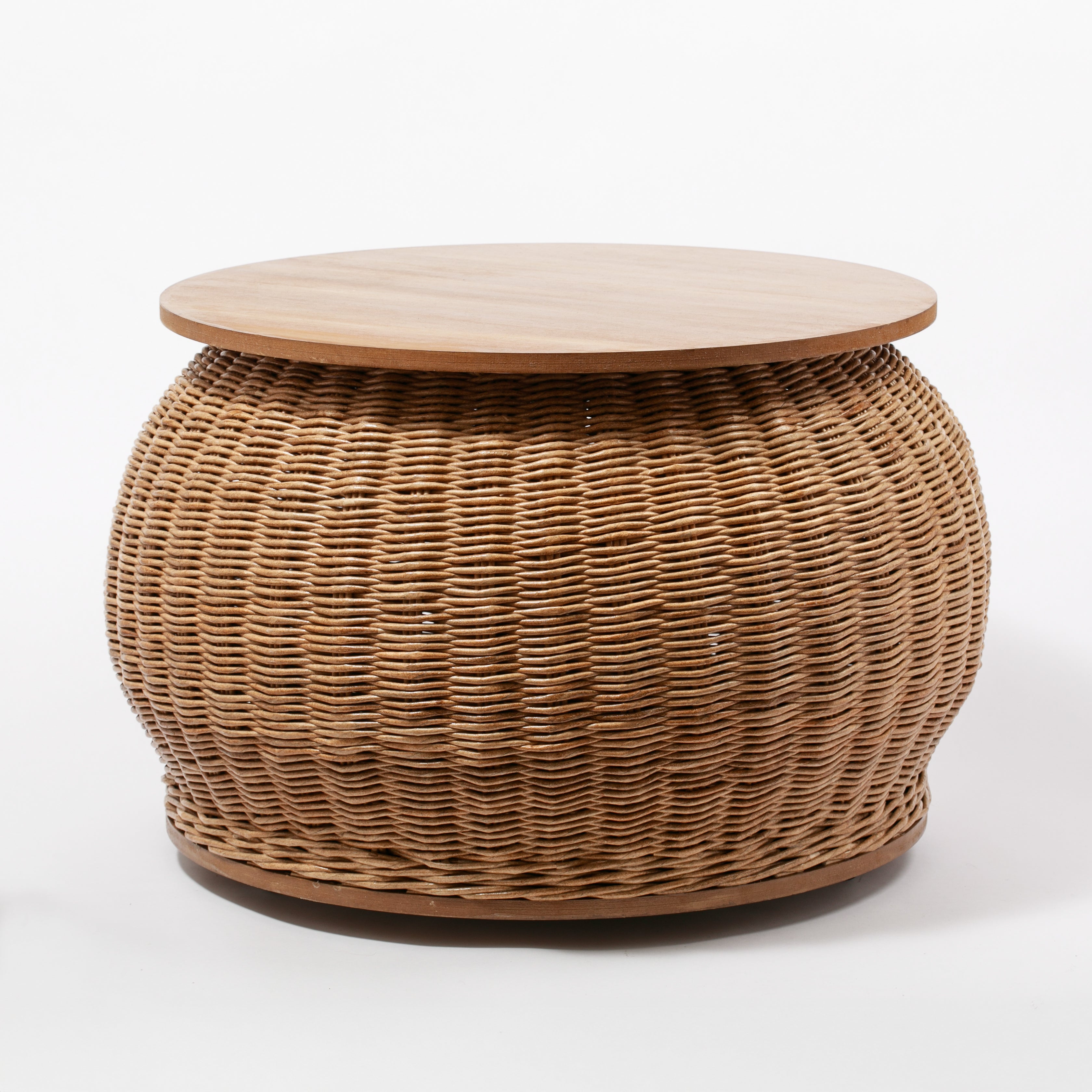 El Yapımı Kapaklı Hasır Sepet Sehpa