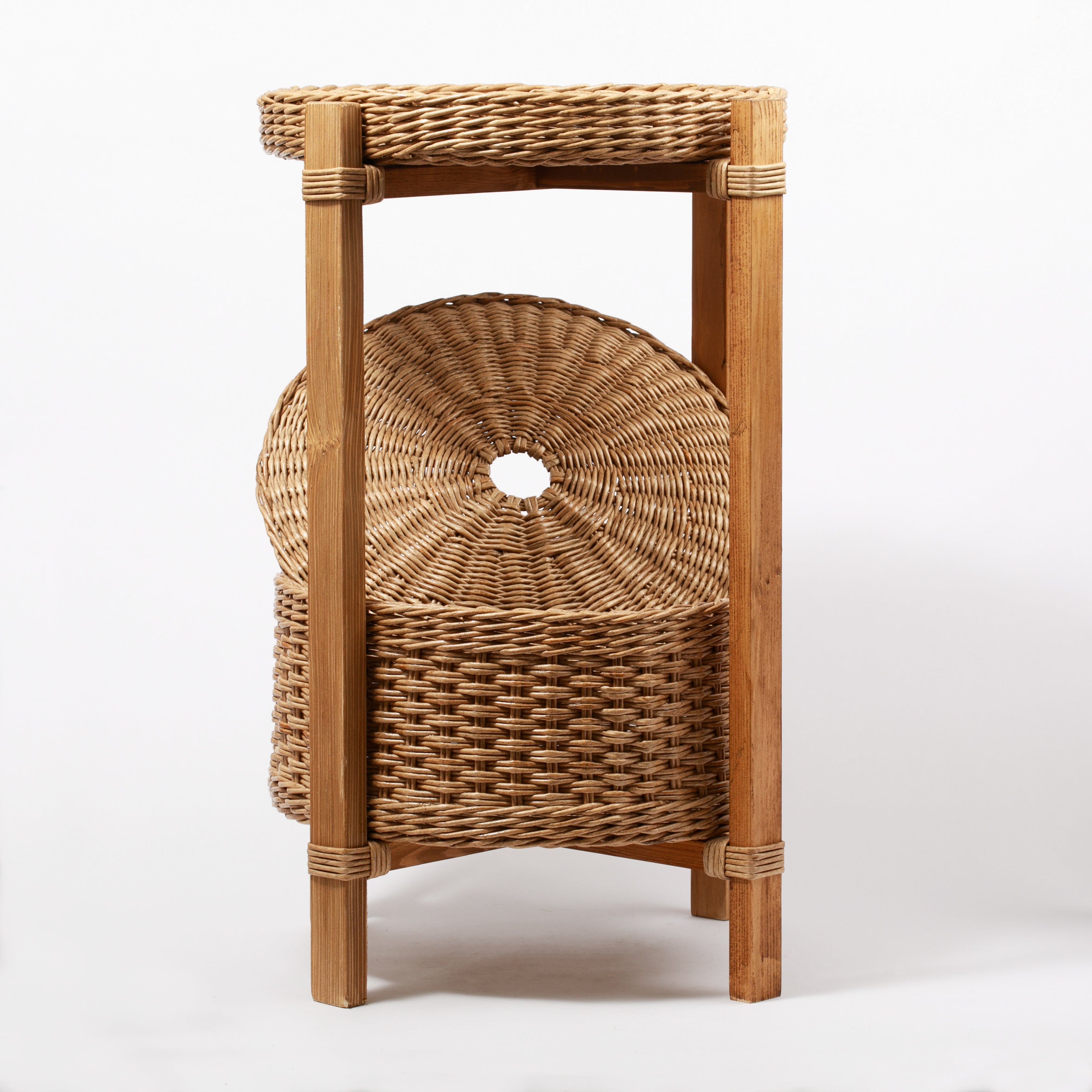 El Yapımı Rattan İki Katlı Servis Sehpası