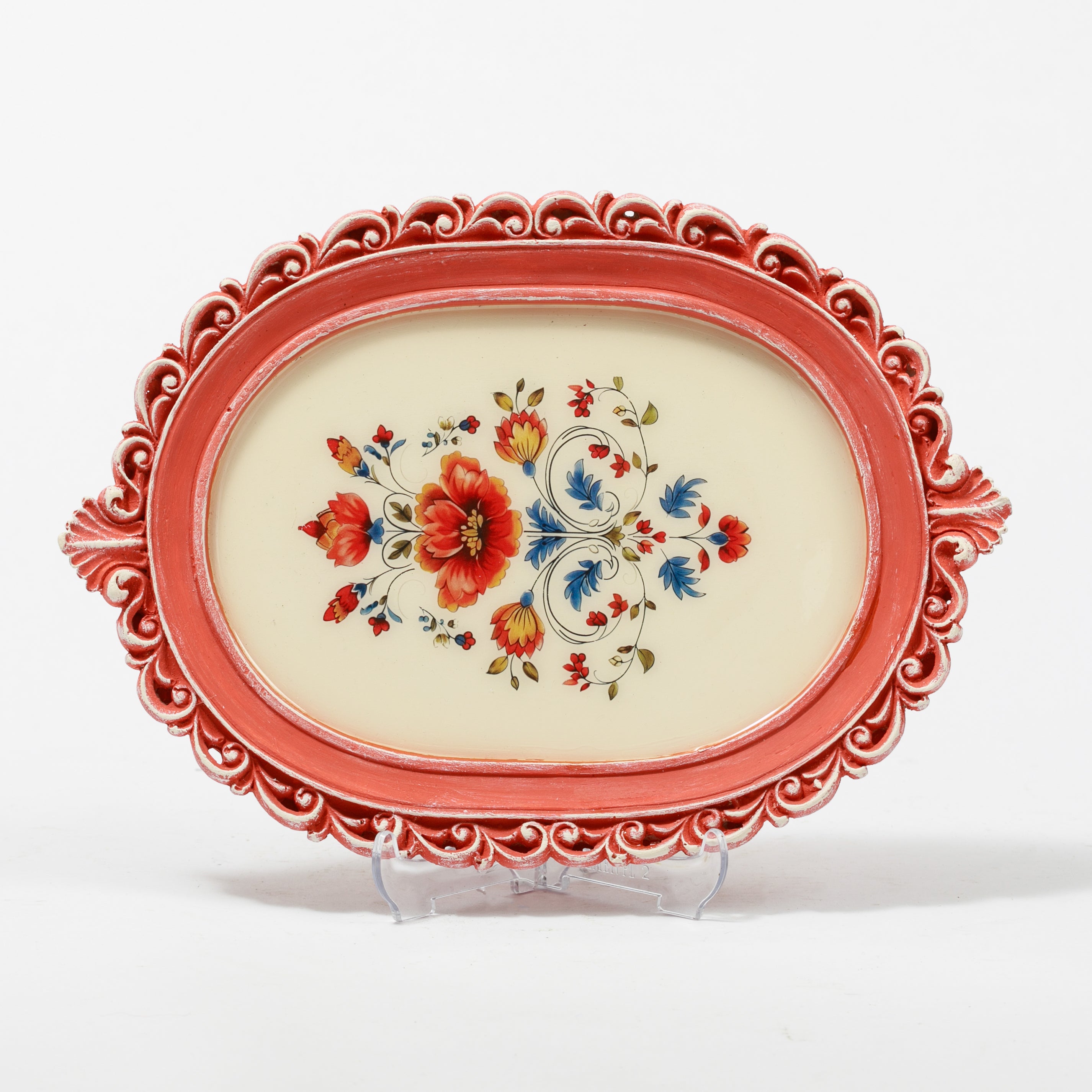 Mercan Oymalı El Yapımı Dekoratif Tepsi